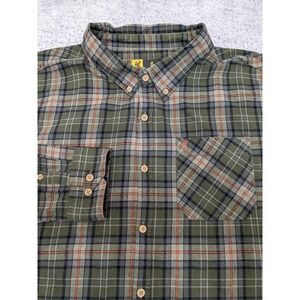Browning Flannel‎ Green & Orange Tartan Plaid Shirt Mens 3XL Long Sleeve